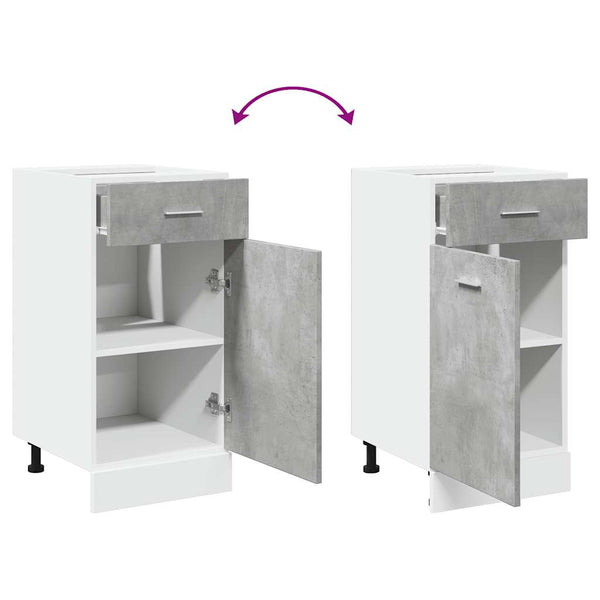 Betongrauer Schubunterschrank Lyon 40 cm