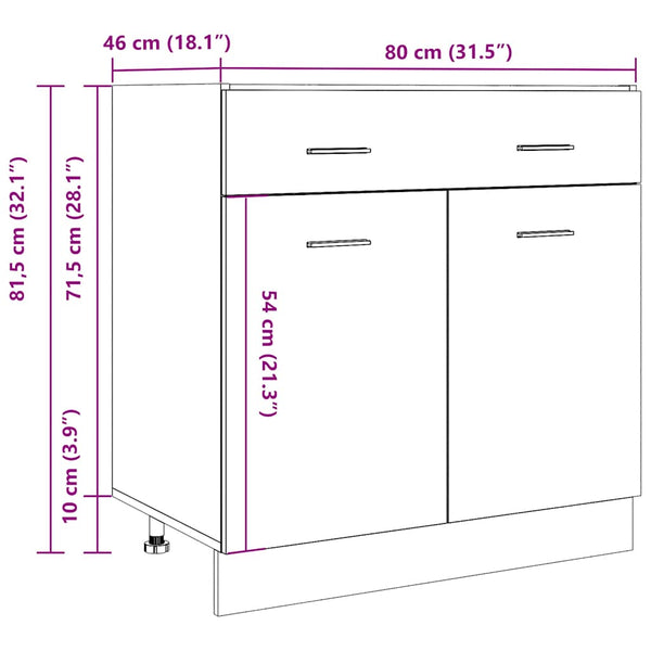 Betongrauer Schubunterschrank Lyon, 80 cm