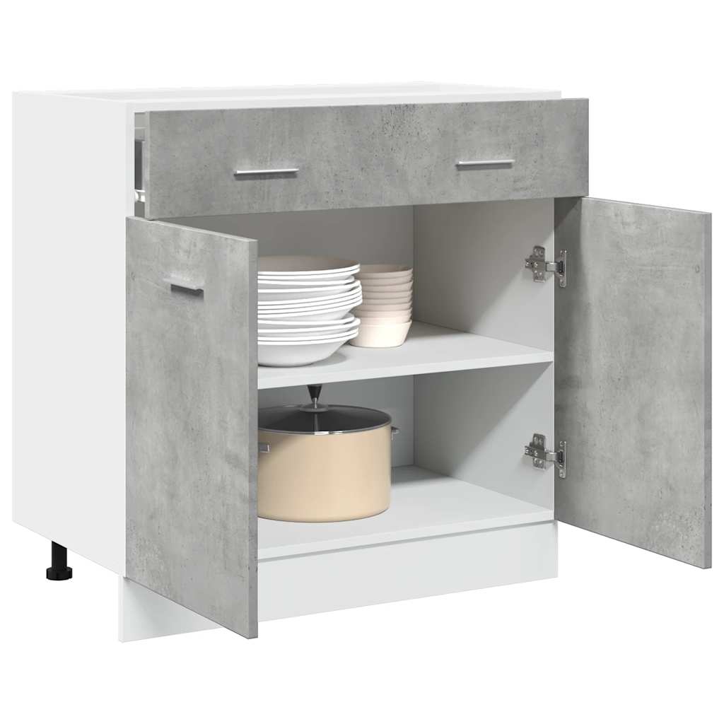 Betongrauer Schubunterschrank Lyon, 80 cm