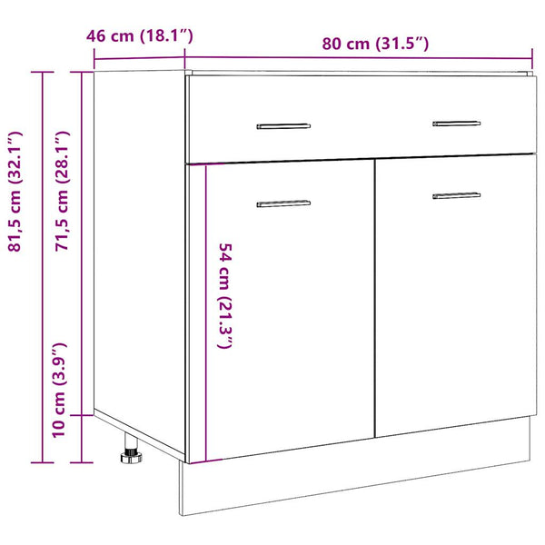 Küchen Unterschrank Lyon Altholz-Optik 80 cm