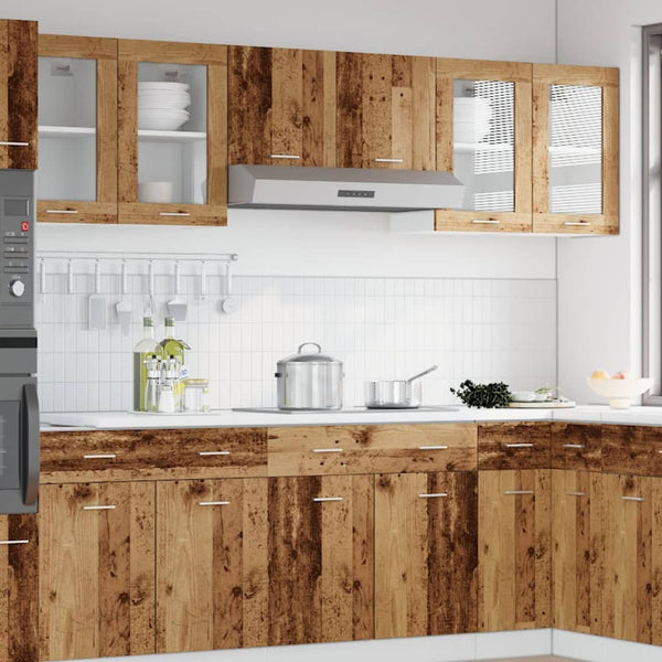 Hängeschrank Lyon Glas Altholz-Optik 40 cm