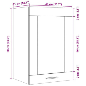 Hängeschrank Lyon Glas Altholz-Optik 40 cm
