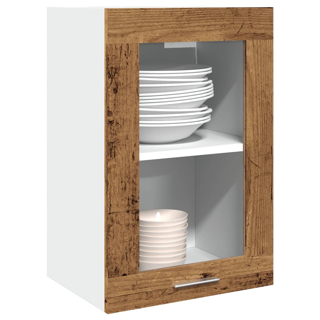 Hängeschrank Lyon Glas Altholz-Optik 40 cm