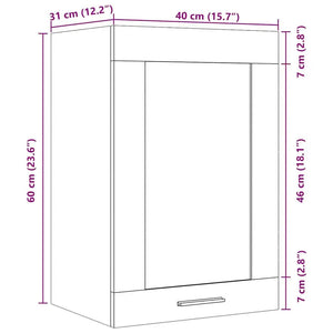 Hängeschrank Lyon Glas Artisan-Eiche 40 cm