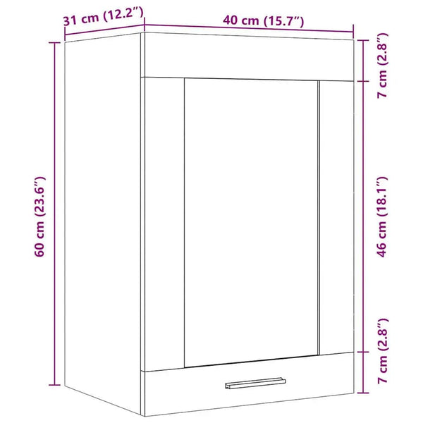 Hängeschrank Lyon Glas Artisan-Eiche 40 cm