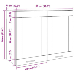 Hängeglasschrank Lyon Altholz-Optik 80 cm