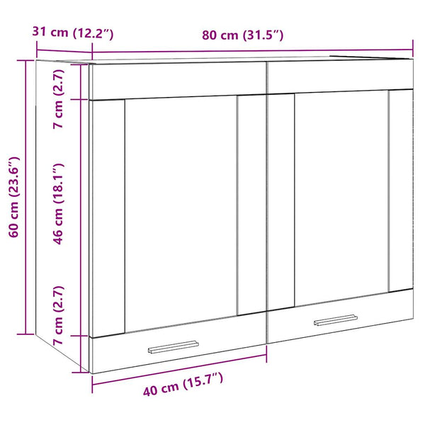 Hängeglasschrank Lyon Altholz-Optik 80 cm
