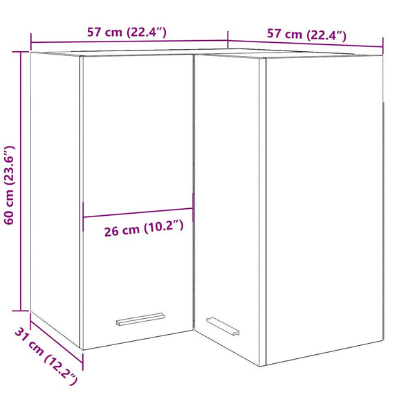 Eck-Hängeschrank Lyon Artisan-Eiche 57x57x60 cm