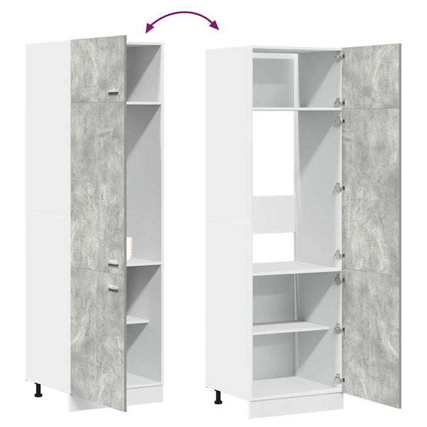 vidaXL Armoire réfrigérateur encastrable Lyon gris béton 60x57x207 cm Aggloméré