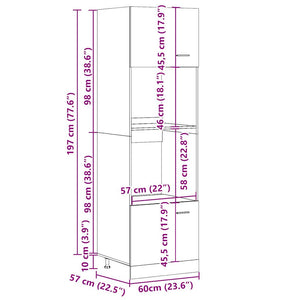 Mikrowellenumbauschrank Lyon Betongrau 60x207 cm