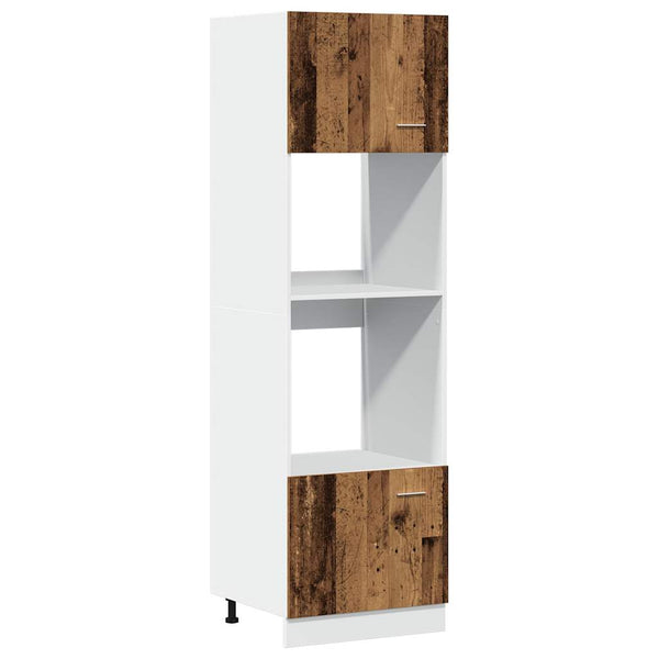 vidaXL Meuble micro-ondes Lyon aspect bois de récupération 60x57x207 cm en bois d'ingénierie