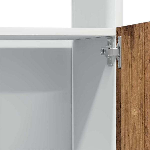 vidaXL Meuble micro-ondes Lyon aspect bois de récupération 60x57x207 cm en bois d'ingénierie
