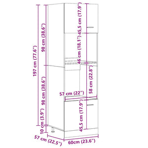 vidaXL Meuble micro-ondes Lyon aspect bois de récupération 60x57x207 cm en bois d'ingénierie