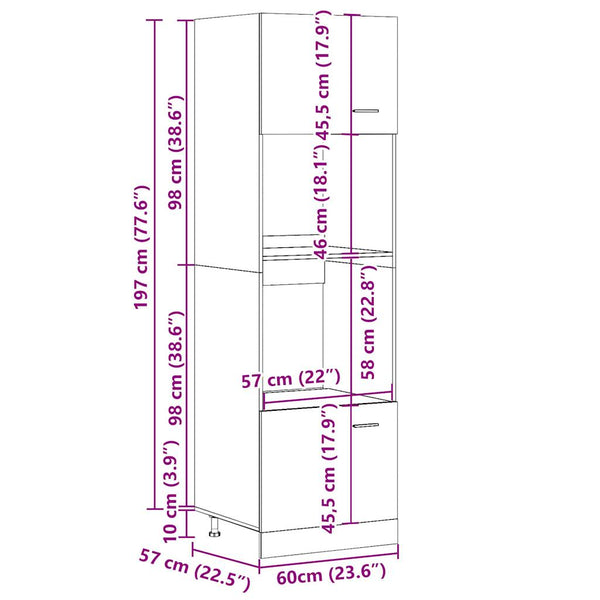 vidaXL Meuble micro-ondes Lyon aspect bois de récupération 60x57x207 cm en bois d'ingénierie
