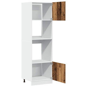 vidaXL Meuble micro-ondes Lyon aspect bois de récupération 60x57x207 cm en bois d'ingénierie