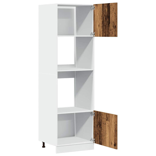vidaXL Meuble micro-ondes Lyon aspect bois de récupération 60x57x207 cm en bois d'ingénierie