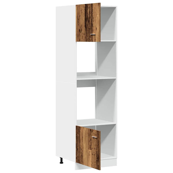 vidaXL Meuble micro-ondes Lyon aspect bois de récupération 60x57x207 cm en bois d'ingénierie