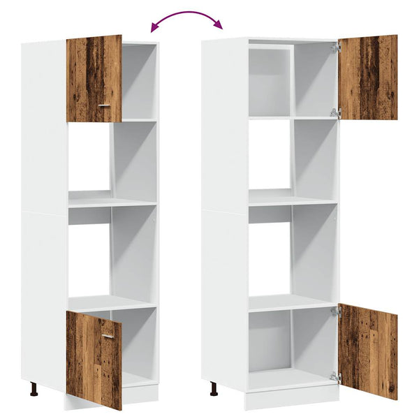 vidaXL Meuble micro-ondes Lyon aspect bois de récupération 60x57x207 cm en bois d'ingénierie