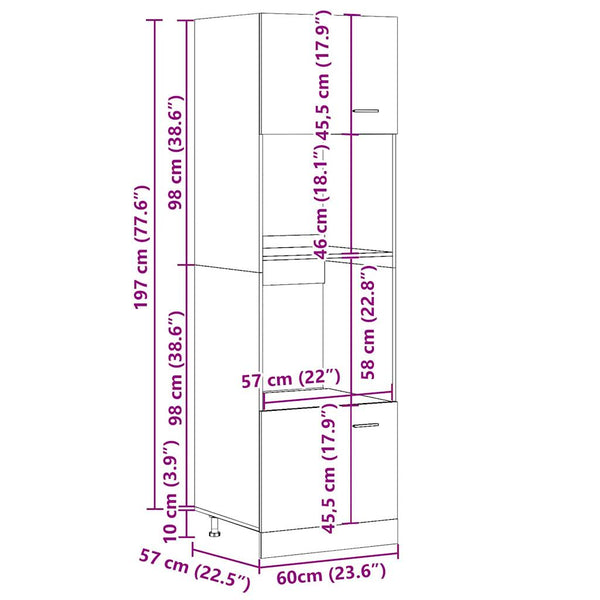Mikrowellenschrank Lyon Artisan Eiche 60x207 cm