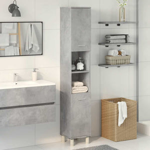 Betongrauer Badezimmerschrank 30x30x179 cm