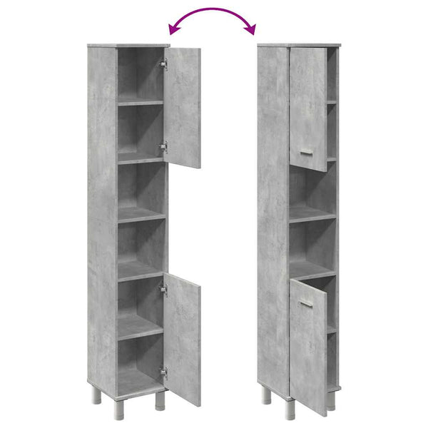 Betongrauer Badezimmerschrank 30x30x179 cm