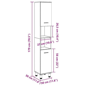 Betongrauer Badezimmerschrank 30x30x179 cm