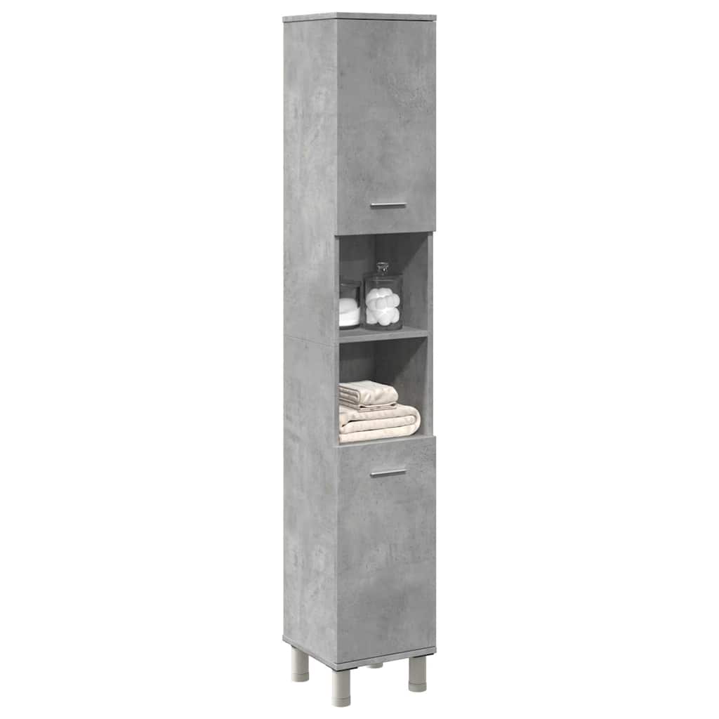 Betongrauer Badezimmerschrank 30x30x179 cm
