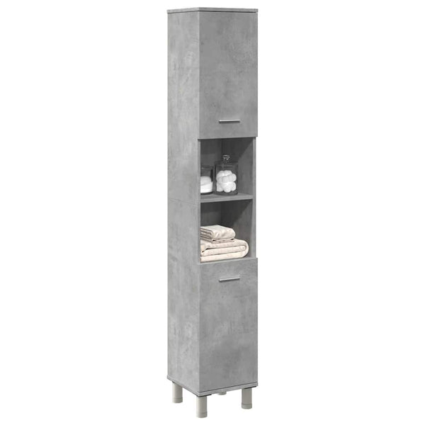 Betongrauer Badezimmerschrank 30x30x179 cm