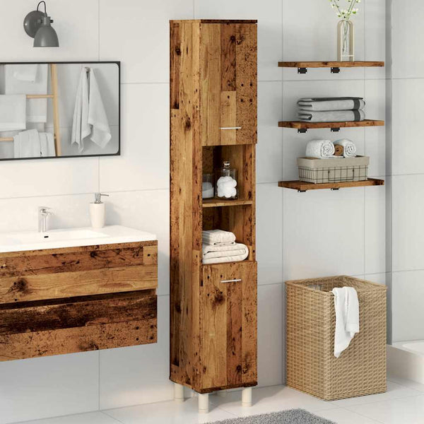 Badschrank Altholz-Optik, 30x30x179 cm