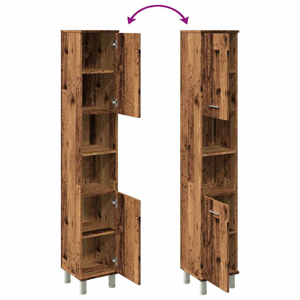 Badschrank Altholz-Optik, 30x30x179 cm