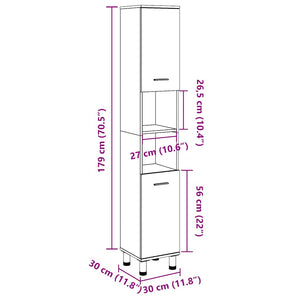 Badschrank Altholz-Optik, 30x30x179 cm