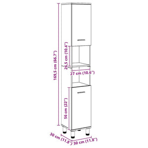 Badschrank Artisan Eiche 30x30x179 cm