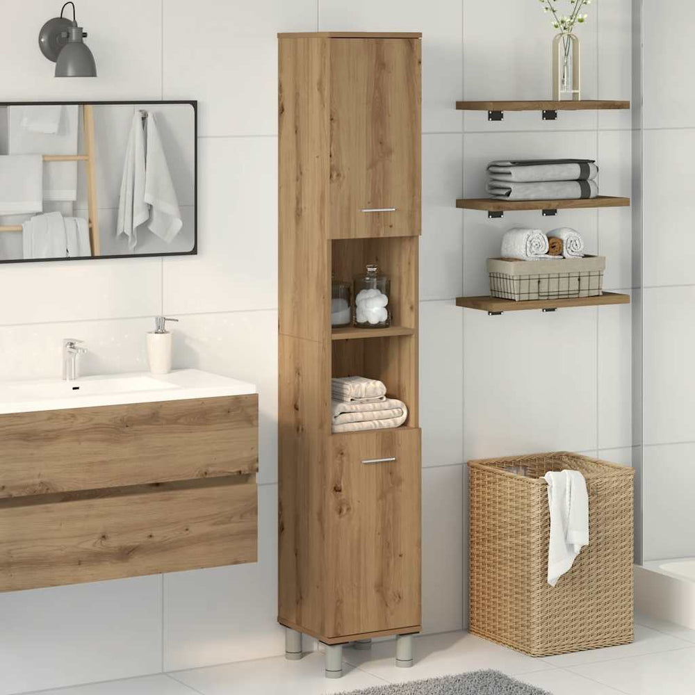 vidaXL Meuble de salle de bain chêne artisan 30x30x179 cm en bois d'ingénierie