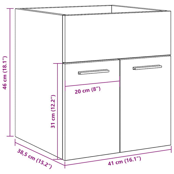 Waschbeckenschrank Sonoma-Eiche 41x38,5x46 cm