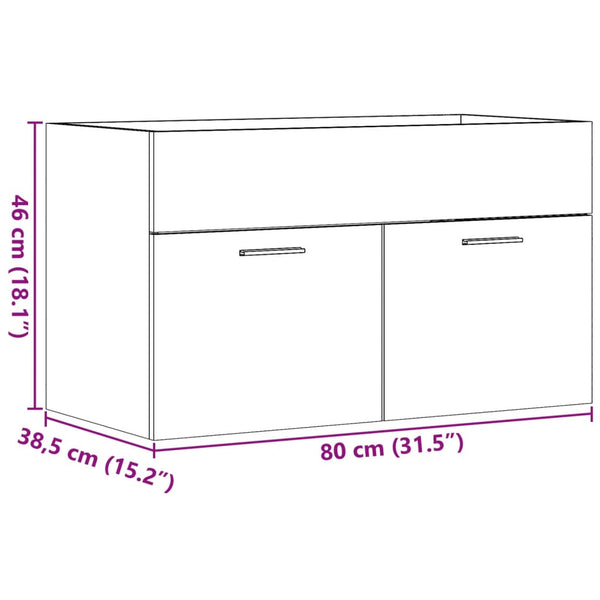Waschbeckenunterschrank Betongrau 80 cm