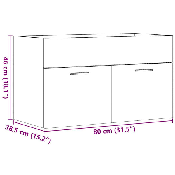 Waschbeckenunterschrank Altholz-Optik 80 cm