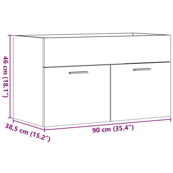 Waschbeckenunterschrank Sonoma-Eiche 90 cm