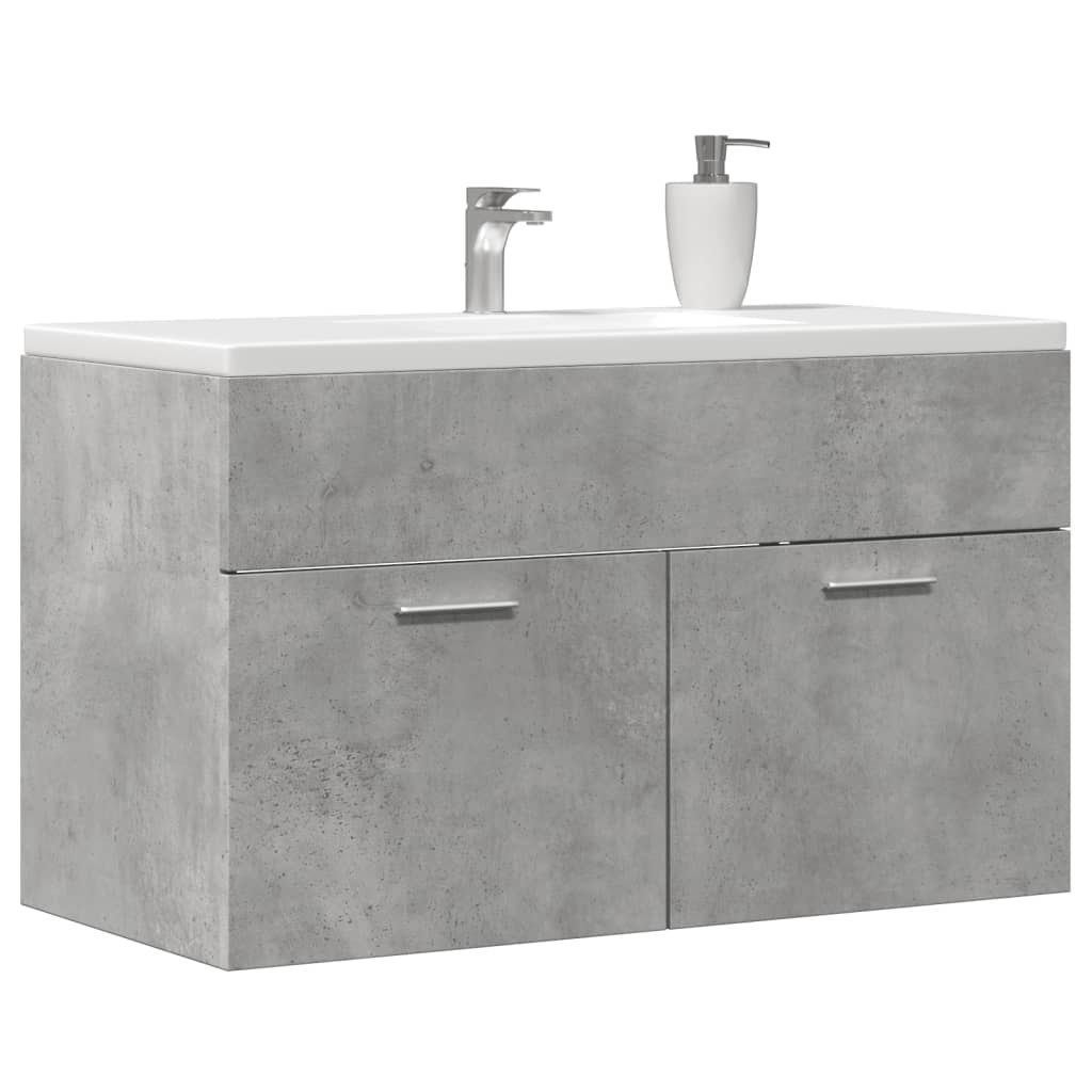 vidaXL Meuble sous lavabo gris béton 90x38,5x46 cm bois d'ingénierie