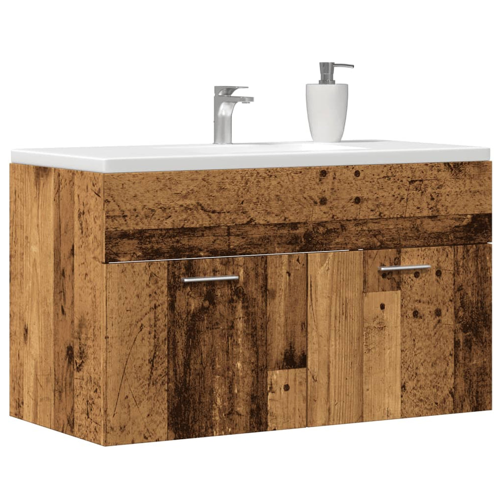Waschbeckenunterschrank Altholz 90 cm