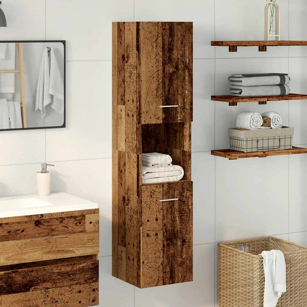 Bad-Hängeschrank Altholz-Optik 30x30x130 cm