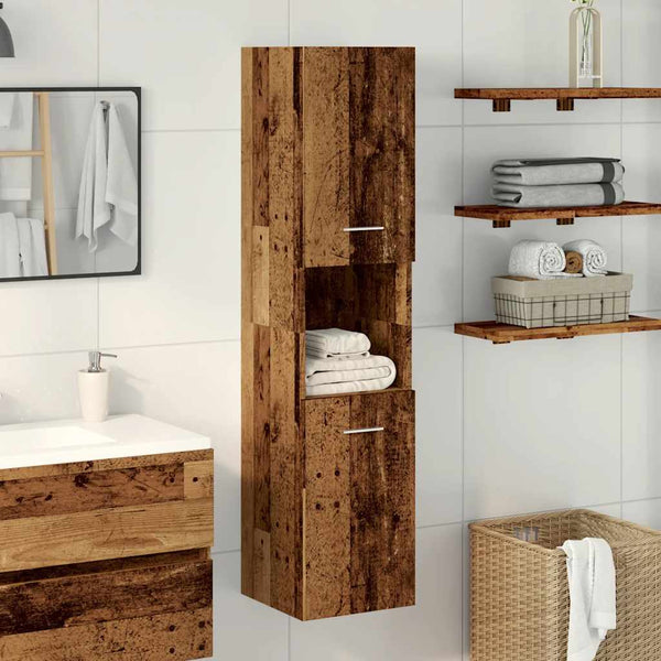 Bad-Hängeschrank Altholz-Optik 30x30x130 cm