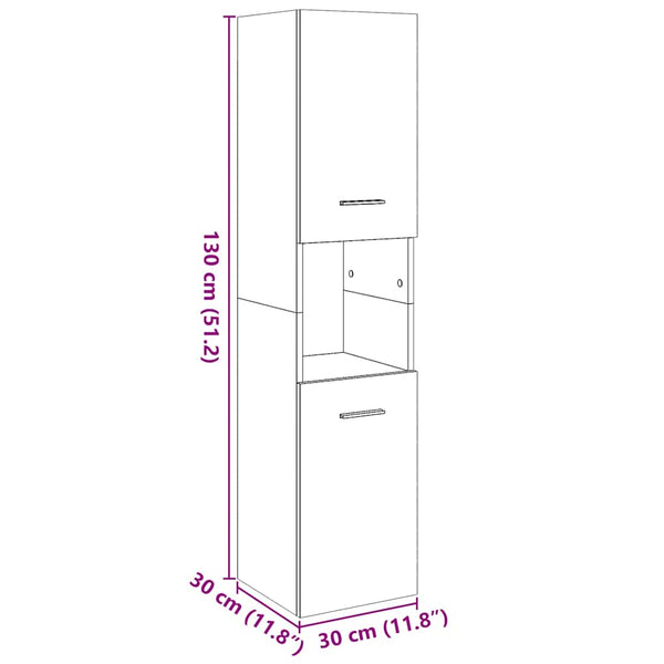 Bad-Hängeschrank Altholz-Optik 30x30x130 cm