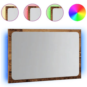 LED Badspiegel Altholz-Optik 60 cm