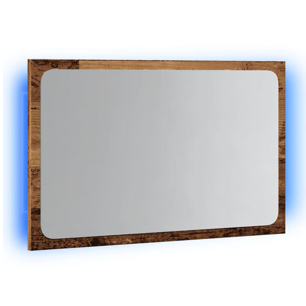 LED Badspiegel Altholz-Optik 60 cm