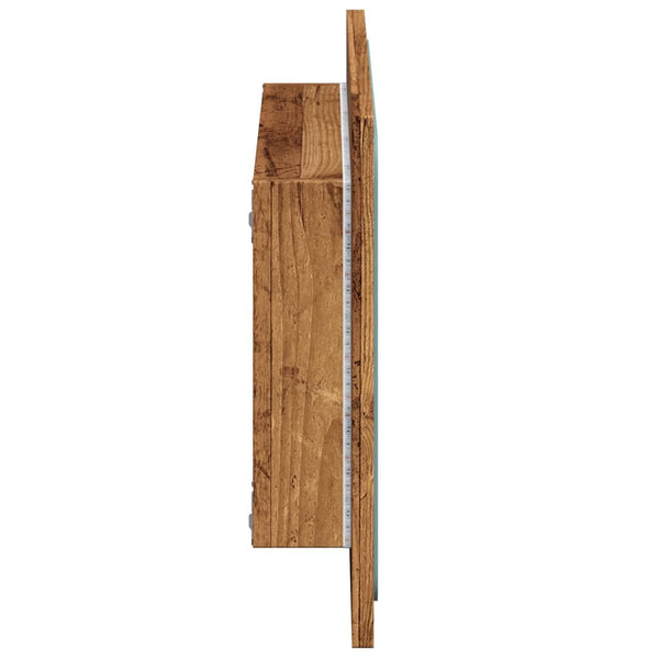 LED Badspiegel Altholz-Optik 60 cm
