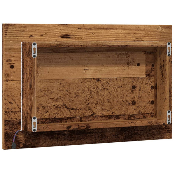 LED Badspiegel Altholz-Optik 60 cm