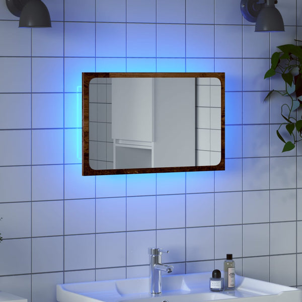 LED Badspiegel Altholz-Optik 60 cm
