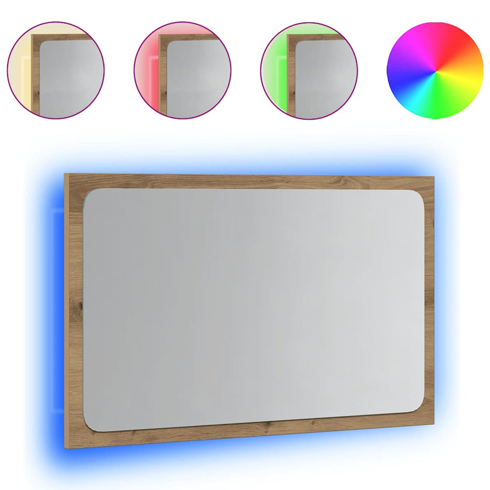 LED Badspiegel Artisan-Eiche 60 cm