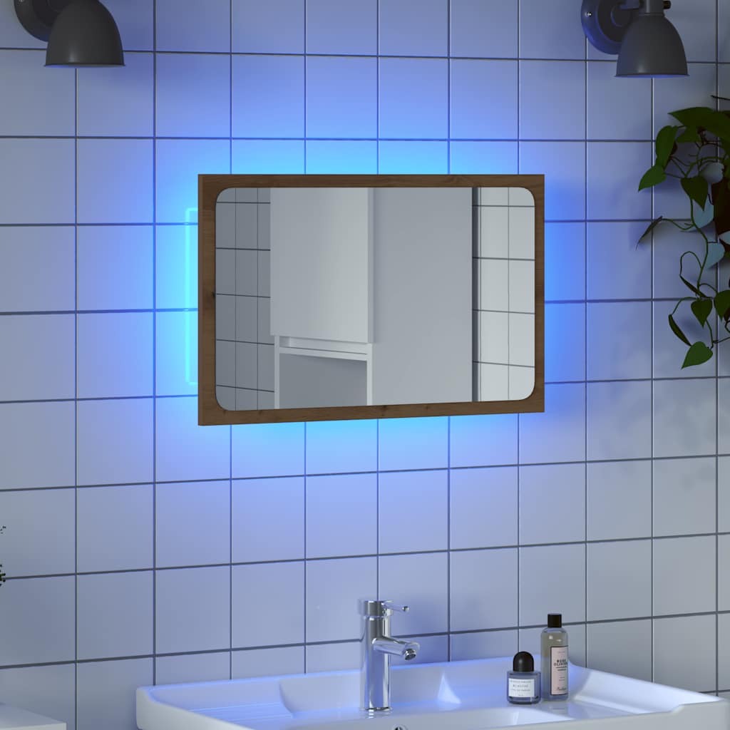 LED Badspiegel Artisan-Eiche 60 cm