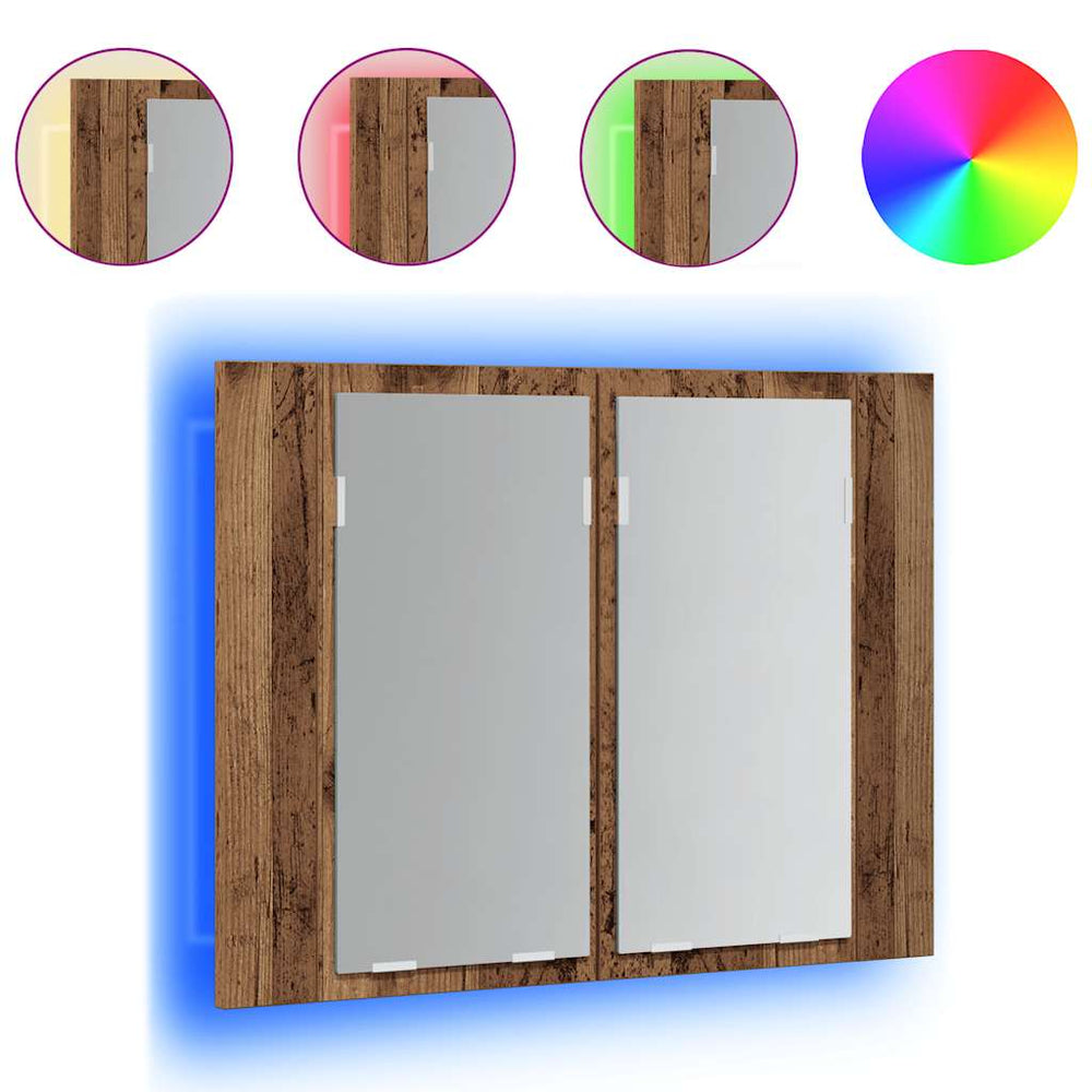 LED Spiegelschrank Altholz Optik 60cm